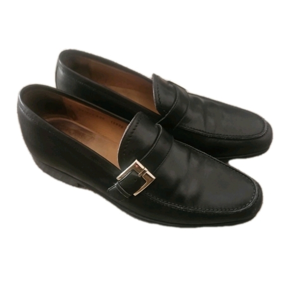 Bruno Magli Mens Black Italian Leather Designer Loafer Dress Shoe 8 - Picture 3 of 12